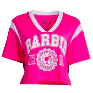 Barbie XXL Hot Pink Varsity Crop Tee! EUC!
